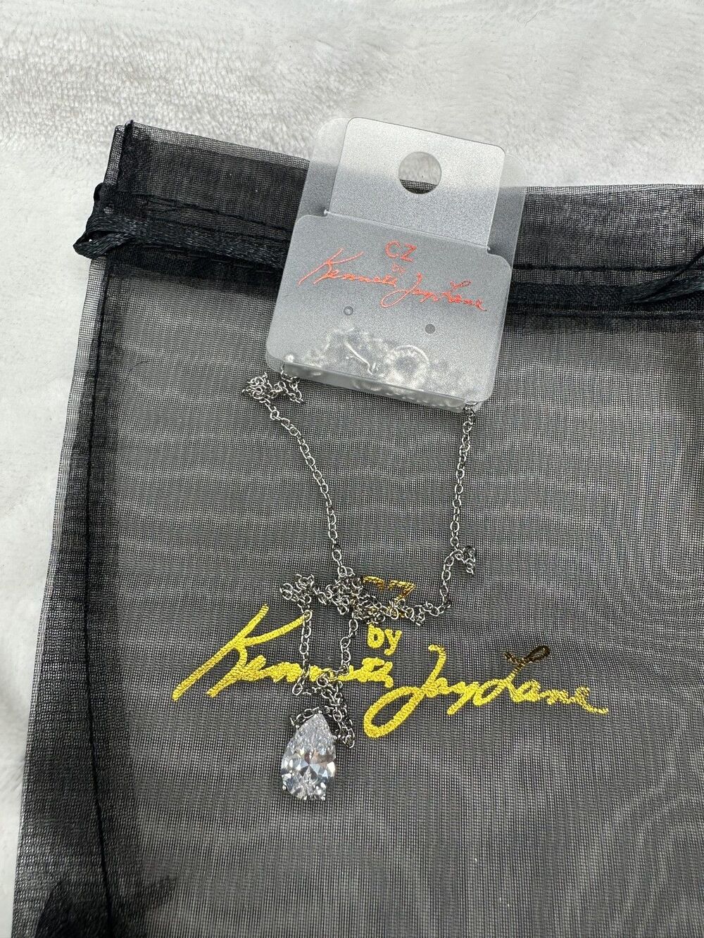 CZ by Kenneth Jay Lane Teardrop Pendant Necklace Clear Crystal NWT Gift Jewelry